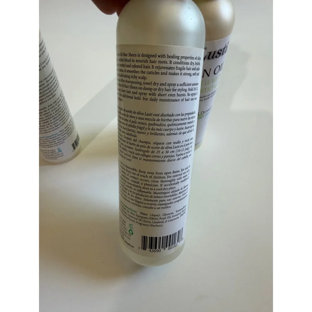 Lusti Argan Oil Leave-In Conditioner 8oz & Olive Oil Hair Sheen 12oz 3pc Set